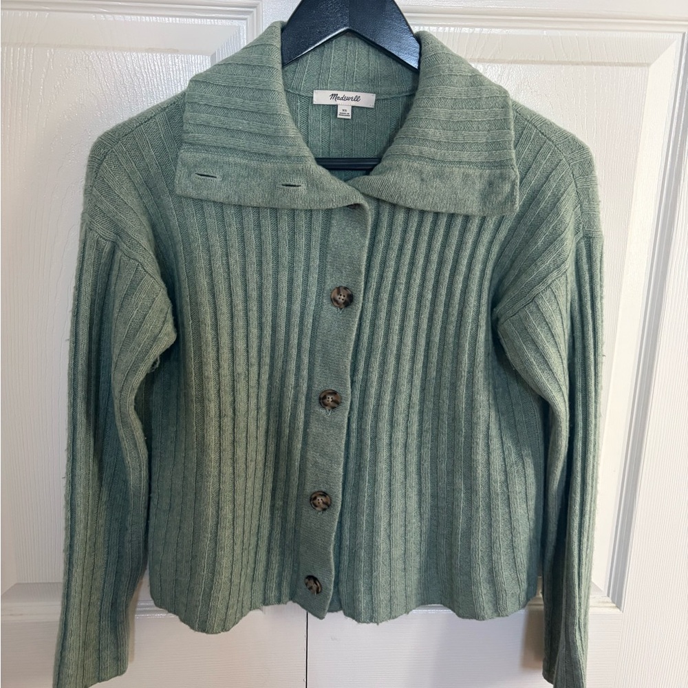 Madewell Sage Ribbed Cardigan